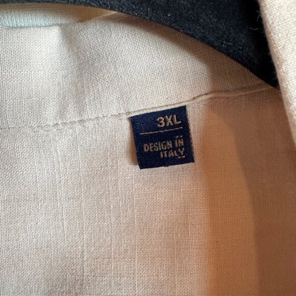 Men’s Beige Button-Down Camp Shirt 3XL Designed in Italy Lightweight Casual Top - Picture 9 of 9
